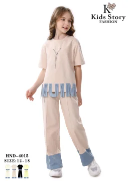 طقم بناتي Kids Story بتفاصيل جينز